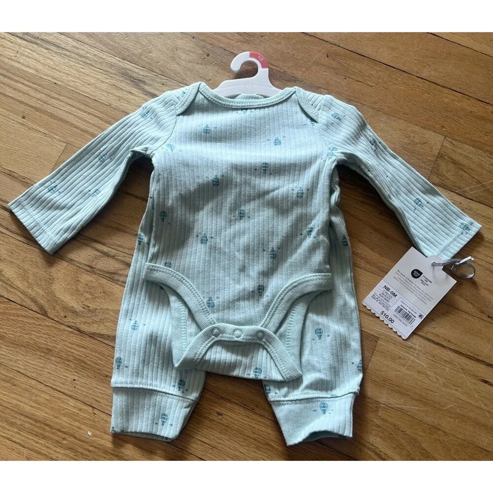 Cloud Island Newborn Blue Ribbed 2 Piece Set